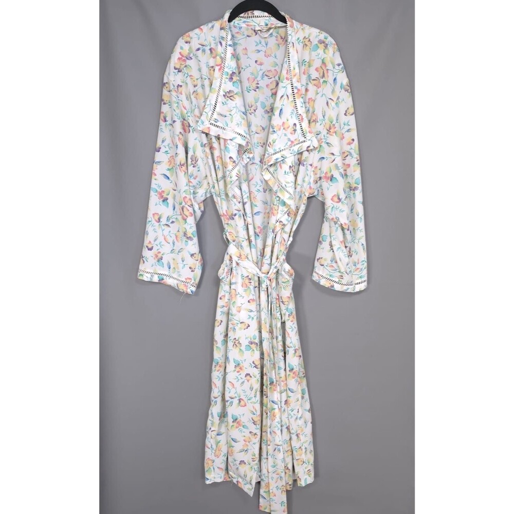 VICTORIA’S SECRET Vintage Floral Wrap Robe Long Sleeve Belted Maxi M/L Hong Kong - Picture 11 of 11